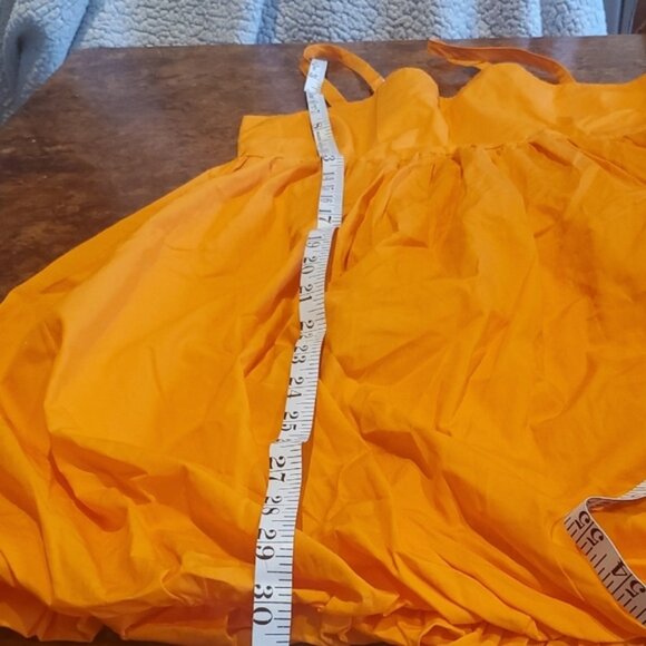 Orange Pleated Tiered Mini Sundress - Picture 6 of 7